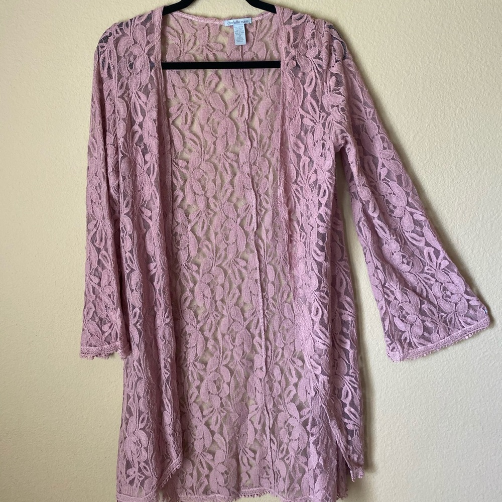 Pink lace kimono